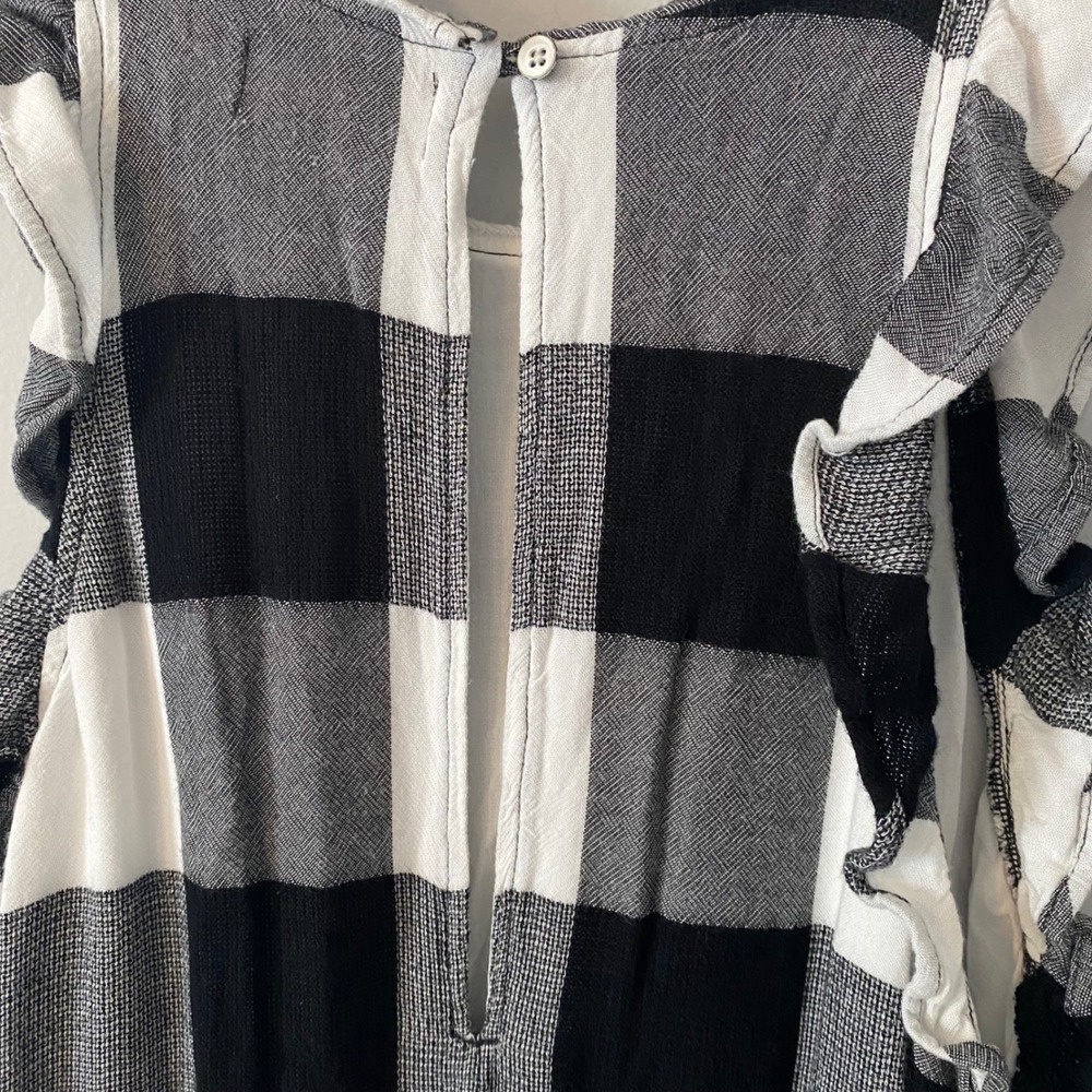 Cloth & Stone Anthropologie Black‎ White Buffalo Plaid Sleeveless Romper Small - Picture 6 of 9